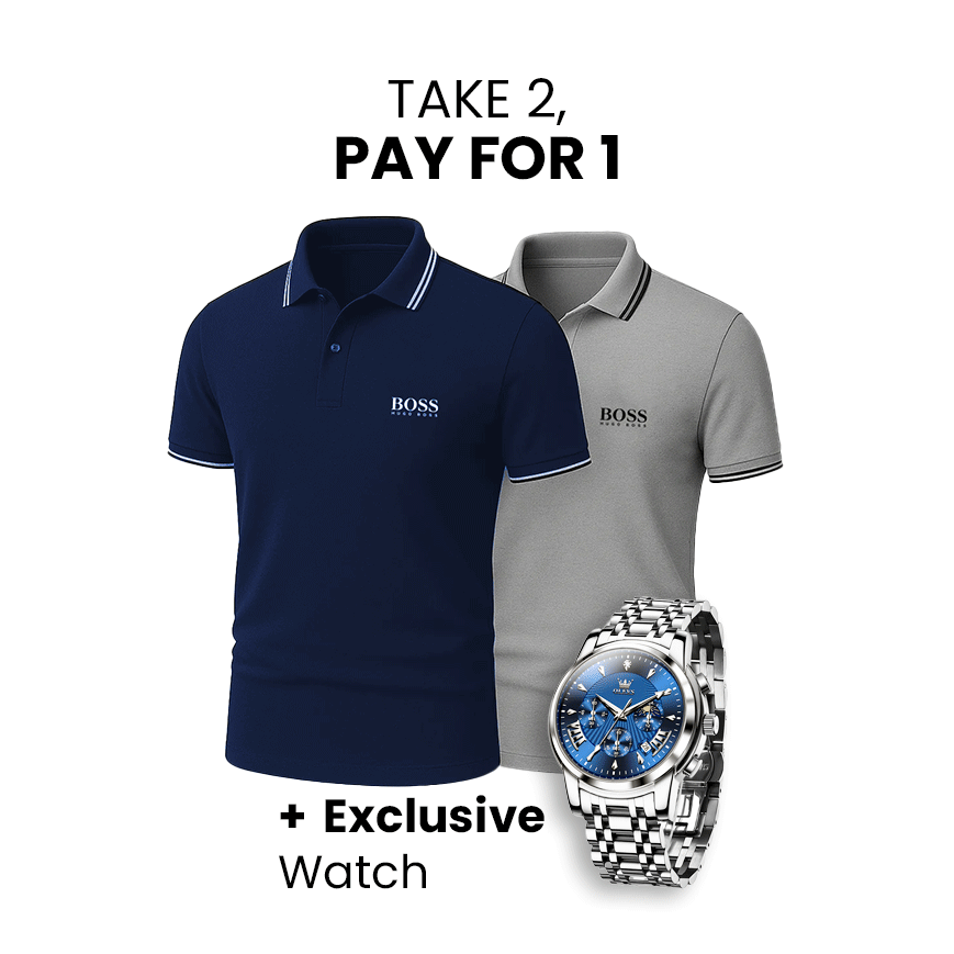 [Compra 2 y paga 1] Pack de 2 polos Premiere + Reloj exclusivo