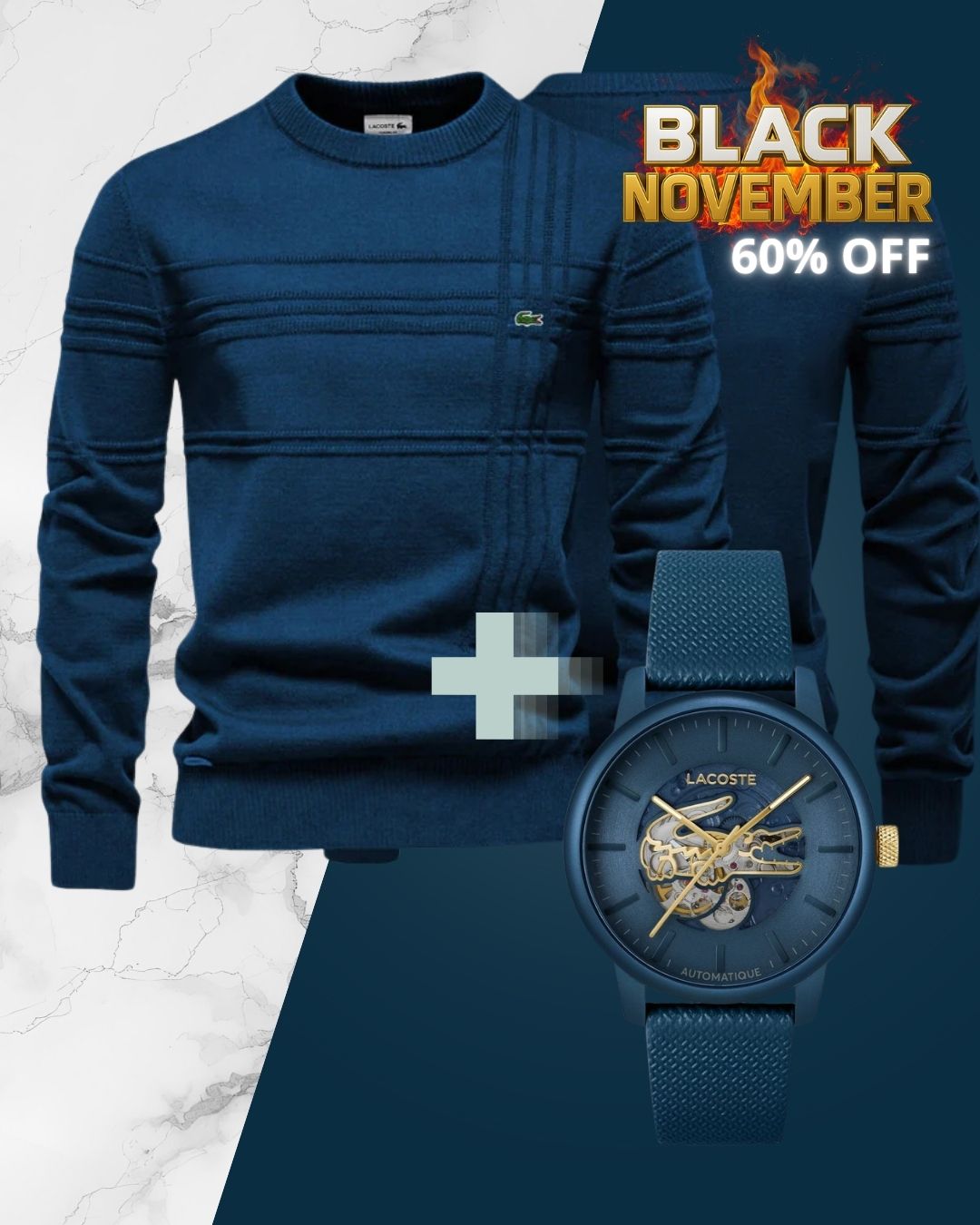 Suéter texturizado LC™ para hombre — Reloj LC™ de regalo: Oferta exclusiva