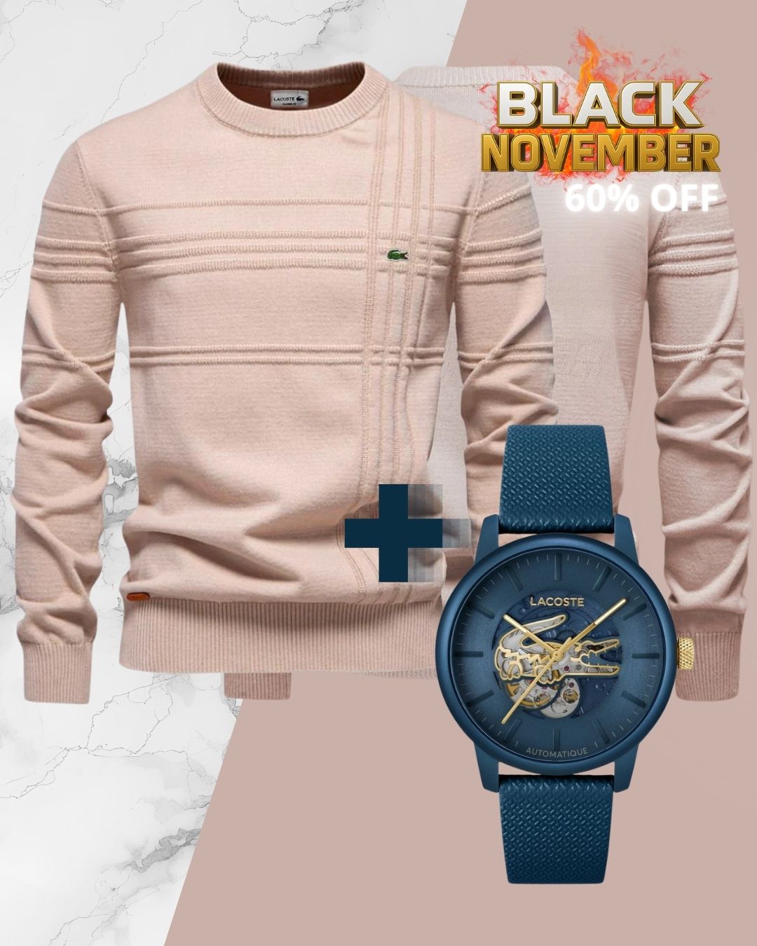 Suéter texturizado LC™ para hombre — Reloj LC™ de regalo: Oferta exclusiva