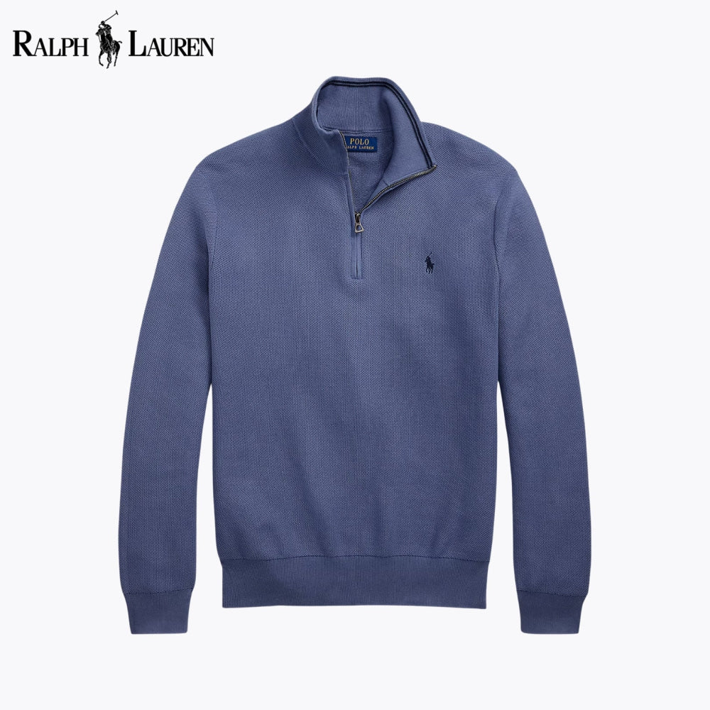 RL Mesh-Knit Cotton Quarter-Zip Sweater